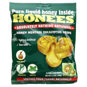 Honees Filled Menthol Cough Drops - Natural Relief with Honey