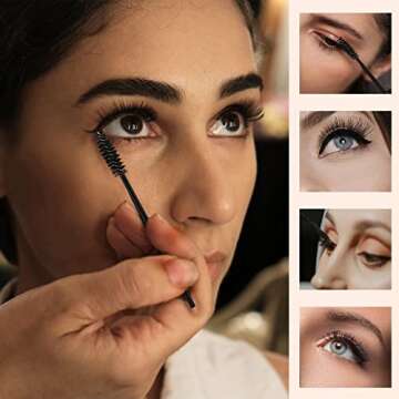 100 Pcs Disposable Mascara Wands, Eyebrow Spoolies Brush for Eyelash Extensions, Lash Brushes with Container (Black)