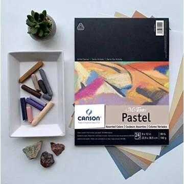 Canson Artist Series Mi-Teintes Pastel Paper, Assorted Colors, Foldover Pad, 9x12 inches, 24 Sheets (98lb/160g) - Artist Paper for Adults and Students