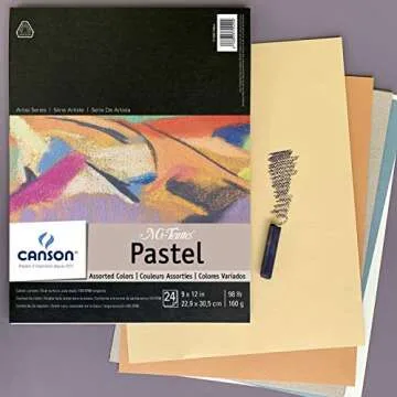 Canson Artist Series Mi-Teintes Pastel Paper, Assorted Colors, Foldover Pad, 9x12 inches, 24 Sheets (98lb/160g) - Artist Paper for Adults and Students