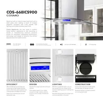 COSMO 36" Lumin Collection Range Hood 380 CFM