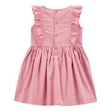 Simple Joys by Carter's Baby Girls' 2-Piece Special Occasion Dress and Cardigan Set, Pink Hearts/Whi...