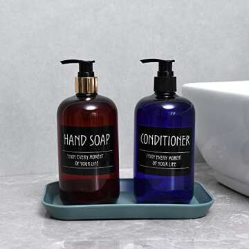 Printed Bathroom Labels Set 24PCS Waterproof Refillable Bottles Stickers for Dish Soap Body Wash Conditioner Shampoo Display