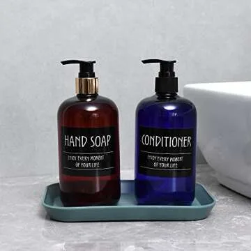 Printed Bathroom Labels Set 24PCS Waterproof Refillable Bottles Stickers for Dish Soap Body Wash Conditioner Shampoo Display