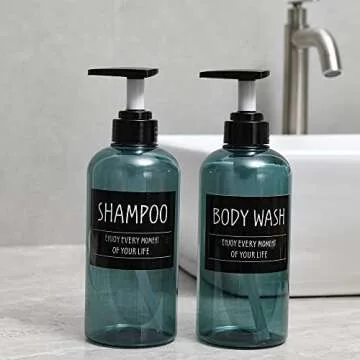 Printed Bathroom Labels Set 24PCS Waterproof Refillable Bottles Stickers for Dish Soap Body Wash Conditioner Shampoo Display