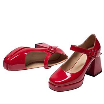 Latasa Women's Red Chunky High Heels for Every Occasion