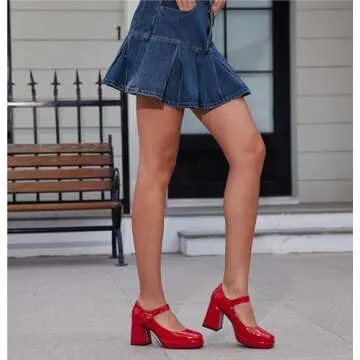 Latasa Women's Red Chunky High Heels for Every Occasion