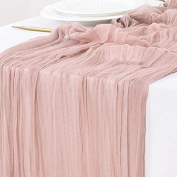 Boho Dusty Pink Cheesecloth Table Runner 10ft