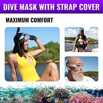 Aquatic Hunt - Low Volume Ultra View Wide Face Dive Mask with Neoprene Strap Cover