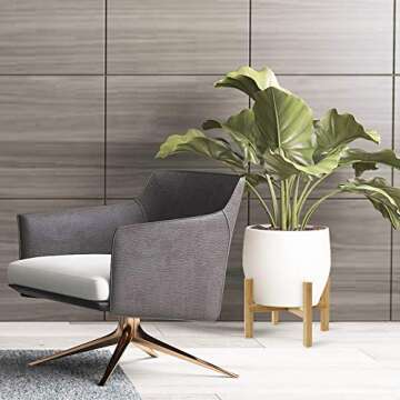 DAORFAA Bamboo Plant Stand, Flower Potted Holder, up to 8 Inch Pot - Nature, Mid Century Modern (Pot...