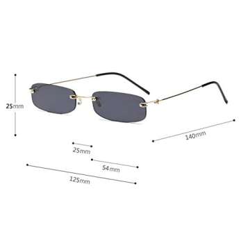 Narrow Sunglasses Tiny Rectangle Rimless Sun Glasses Unisex (clear blue)