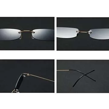 Narrow Sunglasses Tiny Rectangle Rimless Sun Glasses Unisex (clear blue)