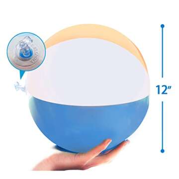 Novelty Place Inflatable Beach Balls - 12 Pack, 12" White Panels Alternate with Macaron Colors, Leak...