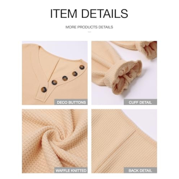 BTFBM Women’s Waffle Knit V-Neck Blouse for Fall 2025