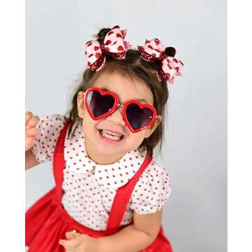 mibasies Kids Heart Shaped Sunglasses for Toddler Girls Age 3-10, UV 400 Protection(Red)