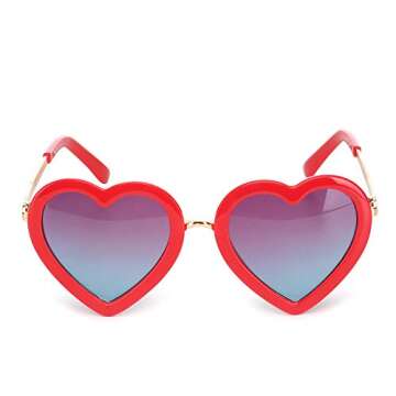 mibasies Kids Heart Shaped Sunglasses for Toddler Girls Age 3-10, UV 400 Protection(Red)