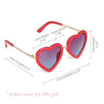 mibasies Kids Heart Shaped Sunglasses for Toddler Girls Age 3-10, UV 400 Protection(Red)