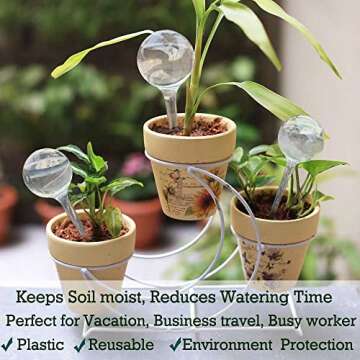 Plant Self Watering Stakes, 10pcs Clear Plant Self-Watering Bulbs, Flower Plant Automatic Watering D...