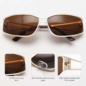 BOTEN Y2k Sunglasses for Women,Fashion Metal Y2k Glasses,Trendy 2000S Sunglasses Aesthetics Y2k Accessories for Women