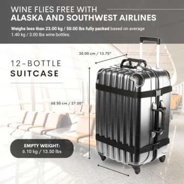 VinGardeValise® The Original Wine Suitcase – 12-Bottle Travel Luggage, TSA-Approved, Durable Hard Shell, Shockproof Foam, Secure Bottle Protection for Enthusiasts & Collectors – Silver