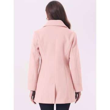 Allegra K Women's Elegant Notched Lapel Button Single Breasted Winter Coat X-Small Pink