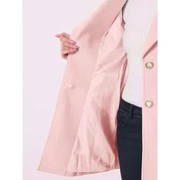 Allegra K Women's Elegant Notched Lapel Button Single Breasted Winter Coat X-Small Pink