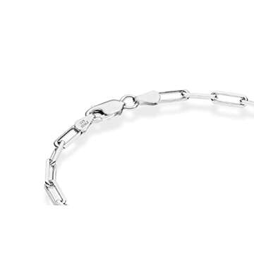 Miabella Solid 925 Sterling Silver Italian 3mm Paperclip Link Chain Bracelet for Women Men, Made in Italy (Length 8 Inches)