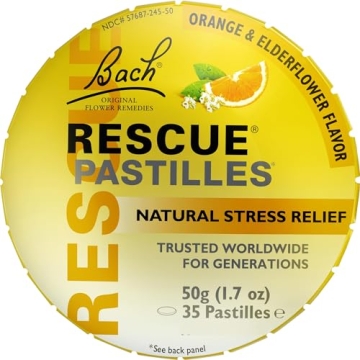 Bach RESCUE PASTILLES - Natural Stress Relief Lozenges with Orange and Elderflower Flavor, 35 Count