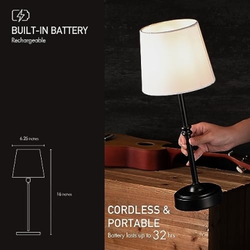 O'Bright Seraph Portable LED Table Lamp with Dimmable Features