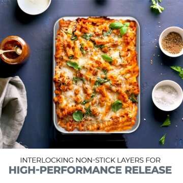 Baking Sheet with Silicone Baking Mat Set, Aluminum Cookie Sheet Pan, Commercial & Home Baking Pan, Half Sheet Pan, Non Toxic, Heavy Duty & Rust Free, Size 13 x 18 x 1 Inches 2-Pack