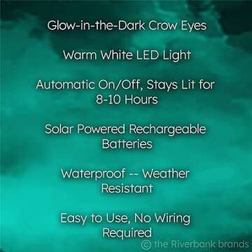 the Riverbank Brands Scary Glowing Skull & Crow Solar Pathway Lights with Glow in The Dark Eyes, Cre...