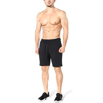 ZENWILL Mens Gym Running Shorts, Workout Athletic Bodybuilding Fitness Shorts with Zip Pockets (Small,Black/Olive Gray)