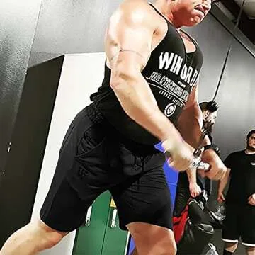 ZENWILL Mens Gym Running Shorts, Workout Athletic Bodybuilding Fitness Shorts with Zip Pockets (Small,Black/Olive Gray)