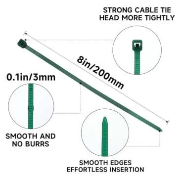 KINGLAKE GARDEN Green Zip Ties 100 Pack 8 Inch Premium Plastic Cable Ties for Indoor and Outdoor