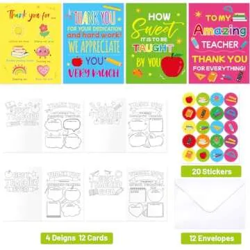 ceiba tree Thank You Cards for Teachers Coloring Happy Teacher Appreciation Week Greeting Note Cards with Envelopes for A Year End and Teachers Week