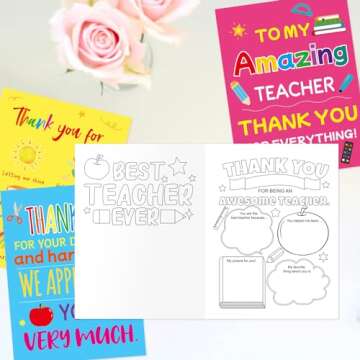 ceiba tree Thank You Cards for Teachers Coloring Happy Teacher Appreciation Week Greeting Note Cards with Envelopes for A Year End and Teachers Week