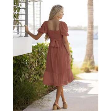 Shop MEROKEETY Summer Boho Square Neck Dress