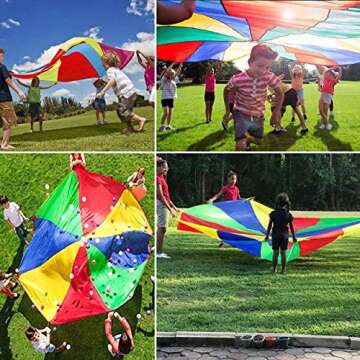 MountRhino 6ft Kids Play Parachute with 9 Handles - Multicolored Indoor/Outdoor Exercise Toy