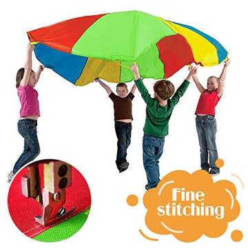 MountRhino 6ft Kids Play Parachute with 9 Handles - Multicolored Indoor/Outdoor Exercise Toy