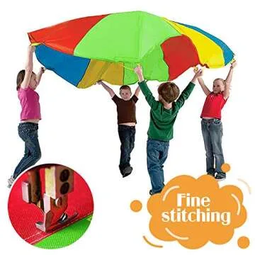 MountRhino 6ft Kids Play Parachute with 9 Handles - Multicolored Indoor/Outdoor Exercise Toy