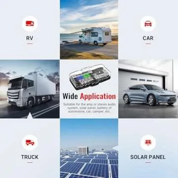 Joinfworld Fused Power Distribution Block Car Audio 4 Way MIDI(Mini-ANL) Fuse Block 12V 0/4 Gauge with Ground for Auto UTV Boat Stereo Amp