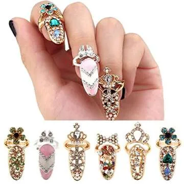 Fashion 12pcs Bowknot Crystal Nail Rings for Women