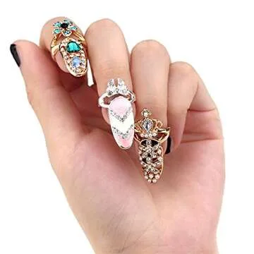 Fashion 12pcs Bowknot Crystal Nail Rings for Women