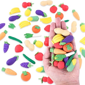 Super Z Outlet Colorful Mini Fruits & Vegetables Tiny Foods Miniature Pencil Erasers for Children Pa...