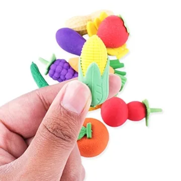 Colorful Mini Fruits & Vegetables Pencil Erasers for Kids