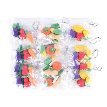 Colorful Mini Fruits & Vegetables Pencil Erasers for Kids
