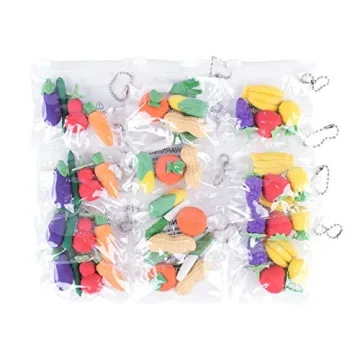 Colorful Mini Fruits & Vegetables Pencil Erasers for Kids