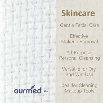 Ourmed Life Disposable Face Towel | Portable Lint-Free Biodegradable Towels | Dry Makeup Remover Clean Wipes | Super Soft & Thick for Sensitive Skin | 10-Inch X 12-Inch Large Size | Pack of 2, 50ct…