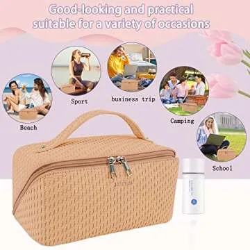 Large Capacity Travel Makeup Bag for Women,Portable Cosmetic Bag , New Popular PU Leather Waterproof...