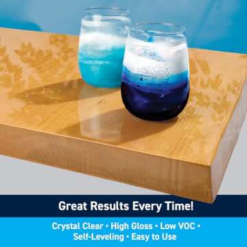 TotalBoat Table Top Epoxy Resin Kit - 2 Quart Crystal Clear Epoxy with High Gloss & Self-Leveling Fi...
